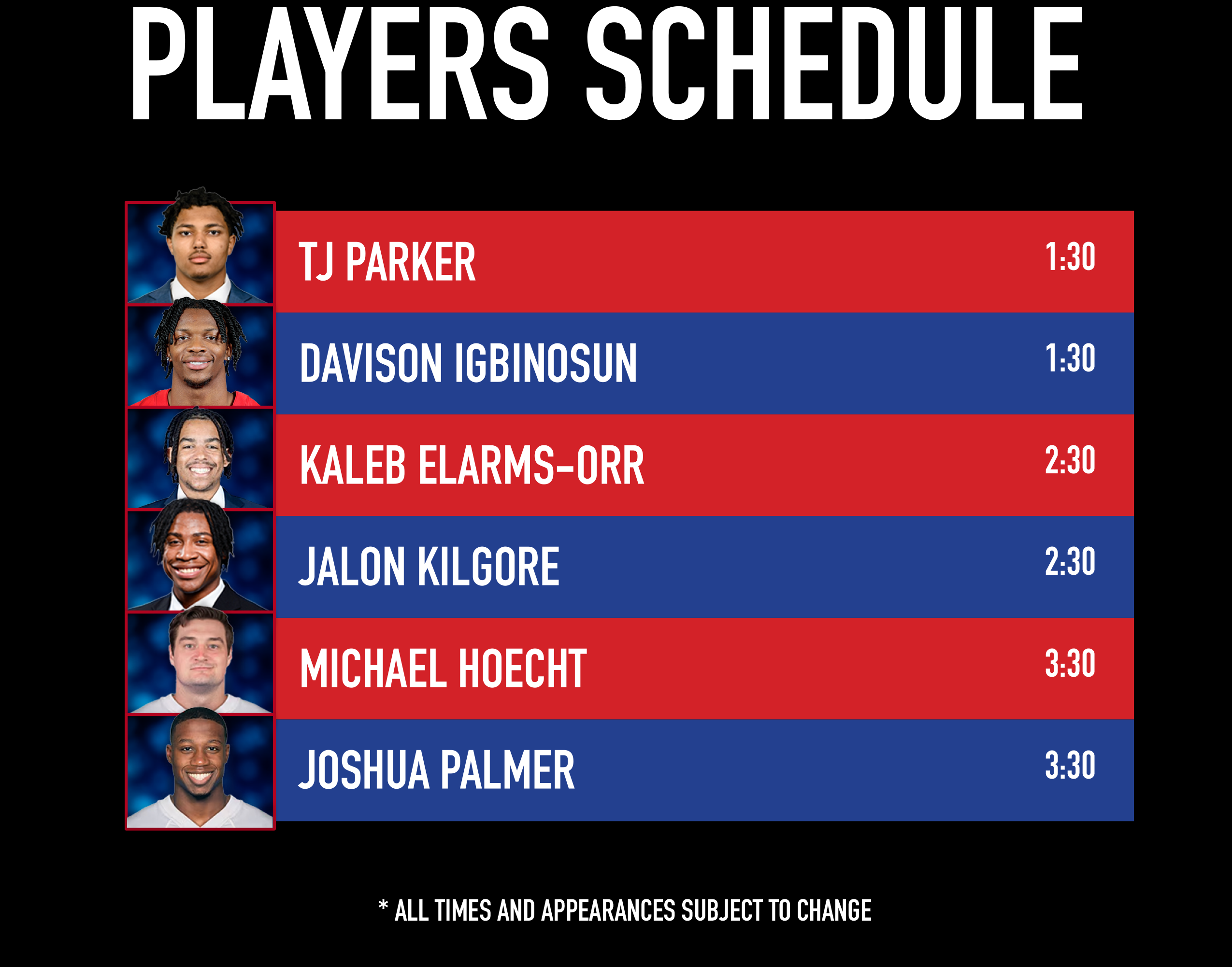 Player Schedule